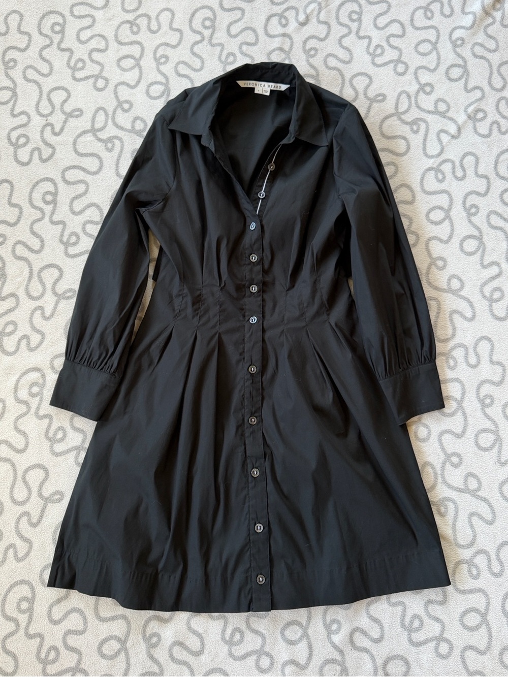 Veronica Beard Black Polina Button Front Open Back Mini Dress - Picture 3 of 6